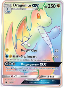 Pokémon Dragonite GX Rainbow Rare - SM156 - Oversized Pokemon Kaart