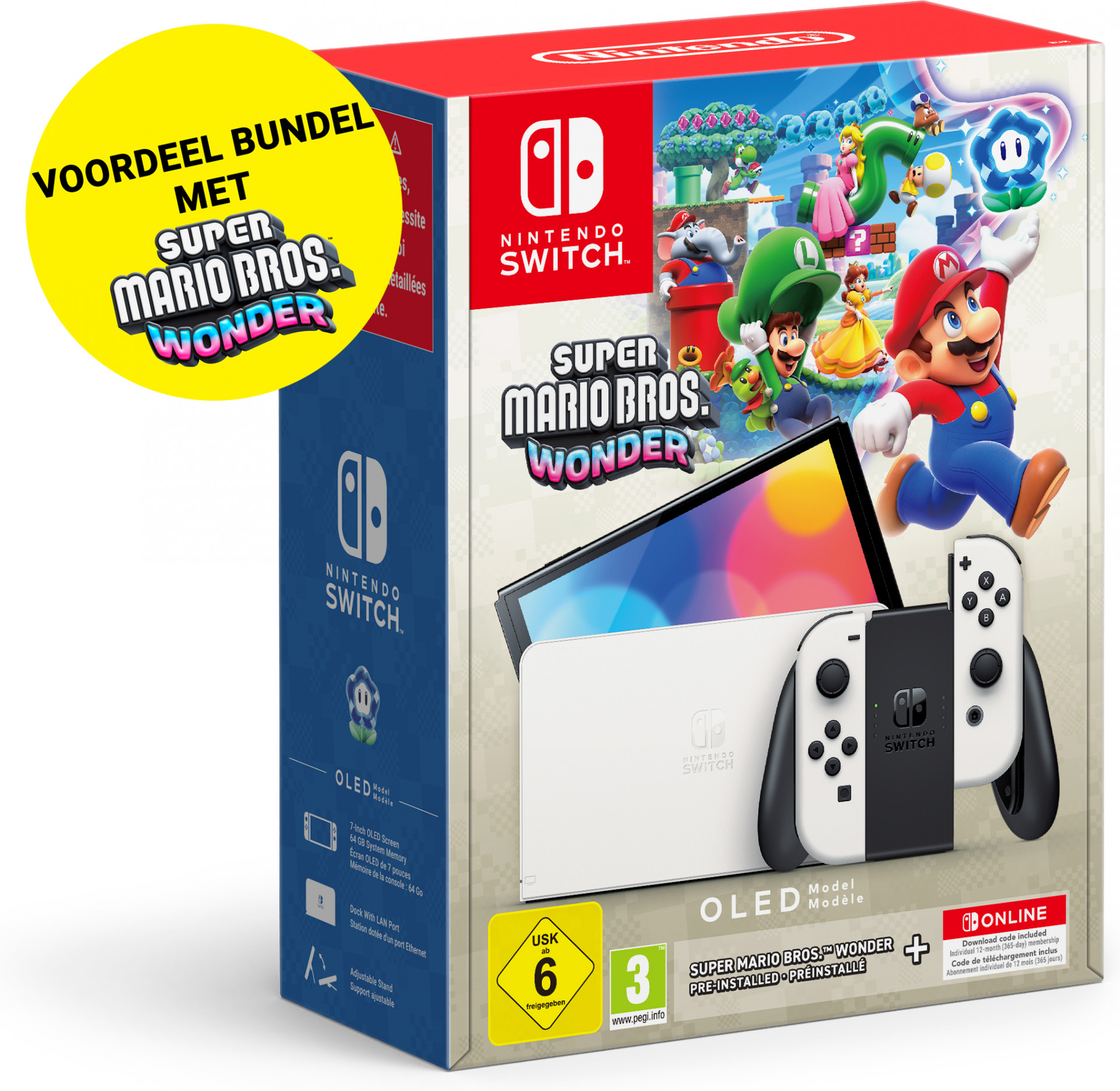 Nintendo Switch OLED-model - Super Mario Bros Wonder Bundle + 12 Maanden Switch Online