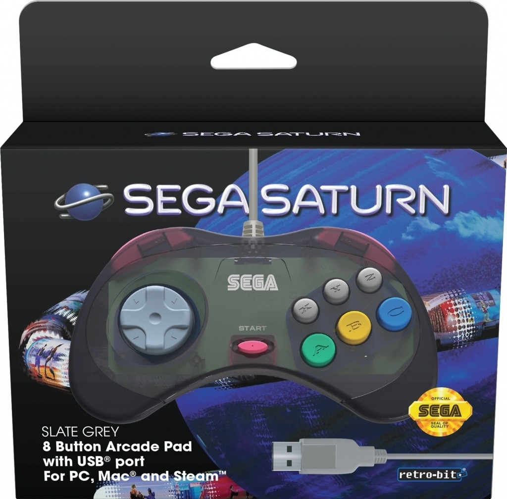 Retro-Bit  SEGA Saturn USB Controller (Slate Grey)