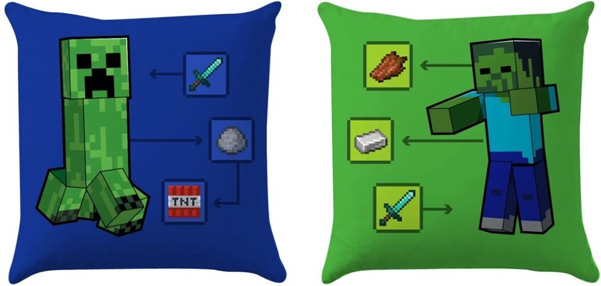 Mojang Minecraft Cushion - Creeper & Zombie