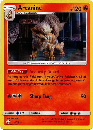 Pokémon Arcanine - 6/18 - Holo Rare  - Detective Pikachu Series