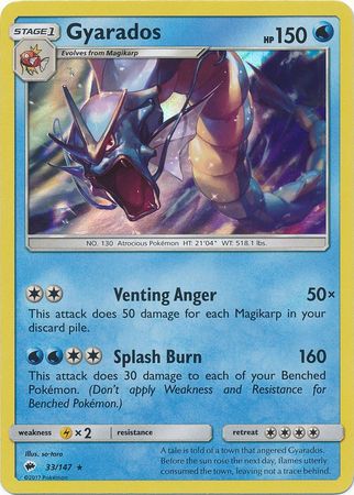 Pokémon Gyarados Holo Rare - 33/147 // Pokemon Kaarten (Burning Shadows)