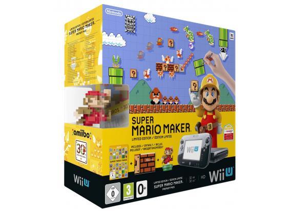 Nintendo Wii U Premium Pack (Black) + Super Mario Maker + Amiibo (boxed)
