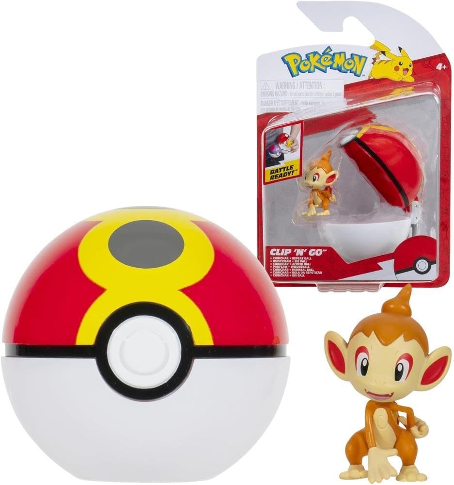 Jazwares Pokemon Figure - Chimchar + Repeat Ball (Clip 'n' Go)