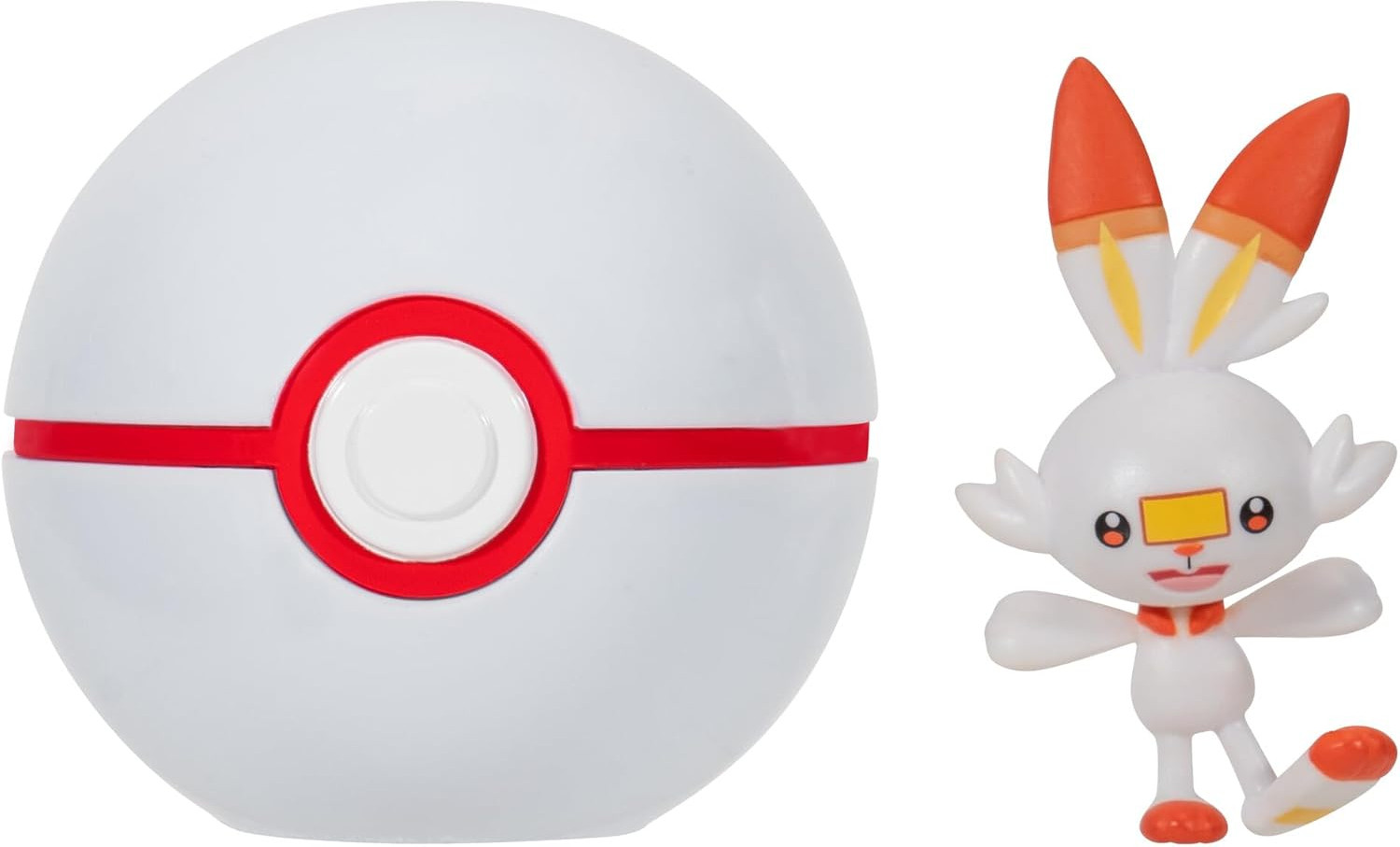 Jazwares Pokemon Figure - Scorbunny + Premier Ball (Clip 'n' Go)