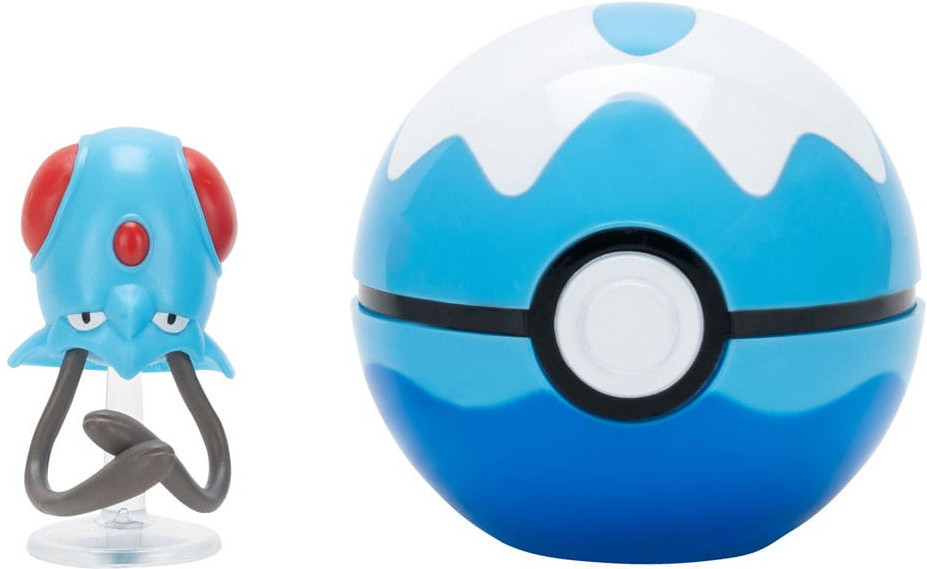 Jazwares Pokemon Figure - Tentacool & Dive Ball (Clip 'n' Go)