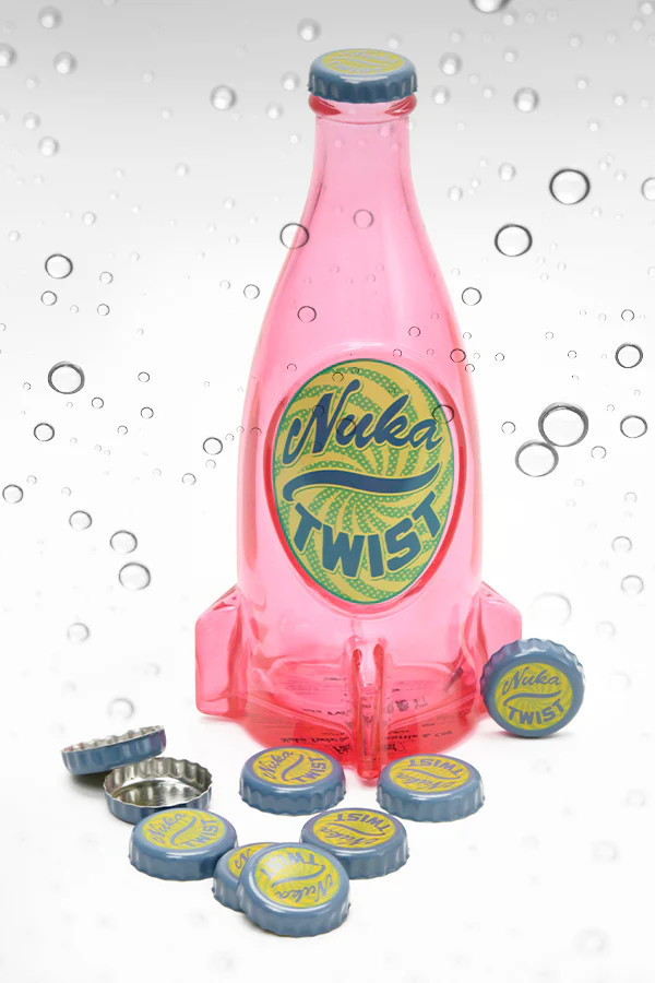 Bethesda Fallout Nuka Twist Glass Bottle & Caps - Pink