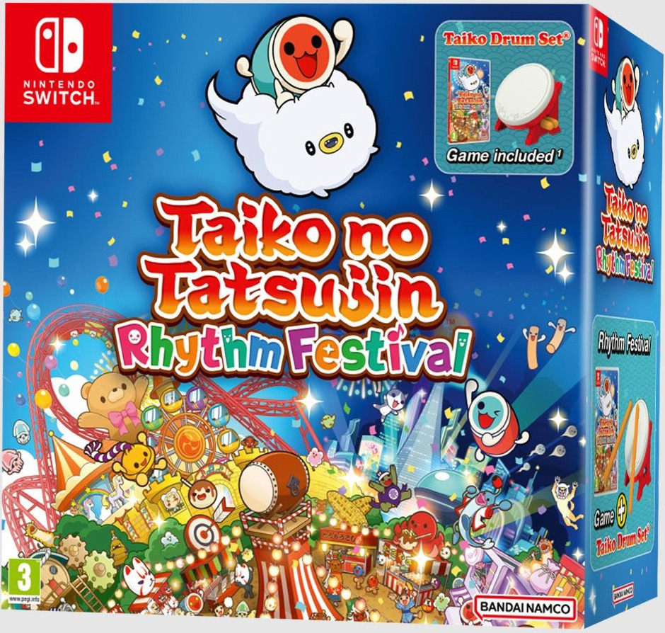 Bandai Namco Taiko No Tatsujin Rhythm Festival + Taiko Drum Set