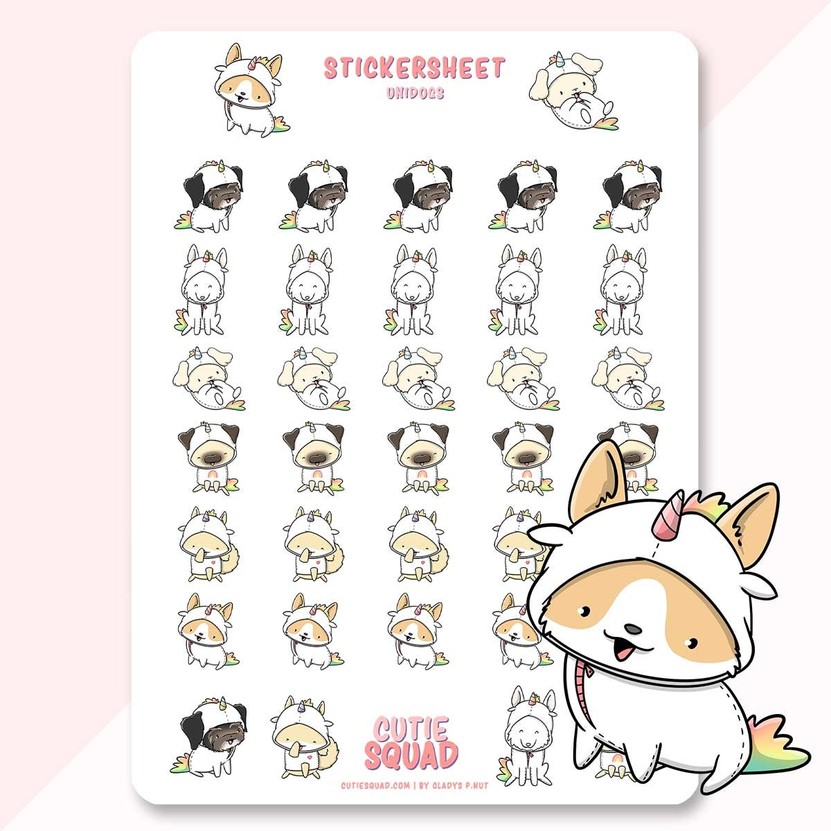 CutieSquad Stickervel - Dogs Unicorns (LIMITED!)
