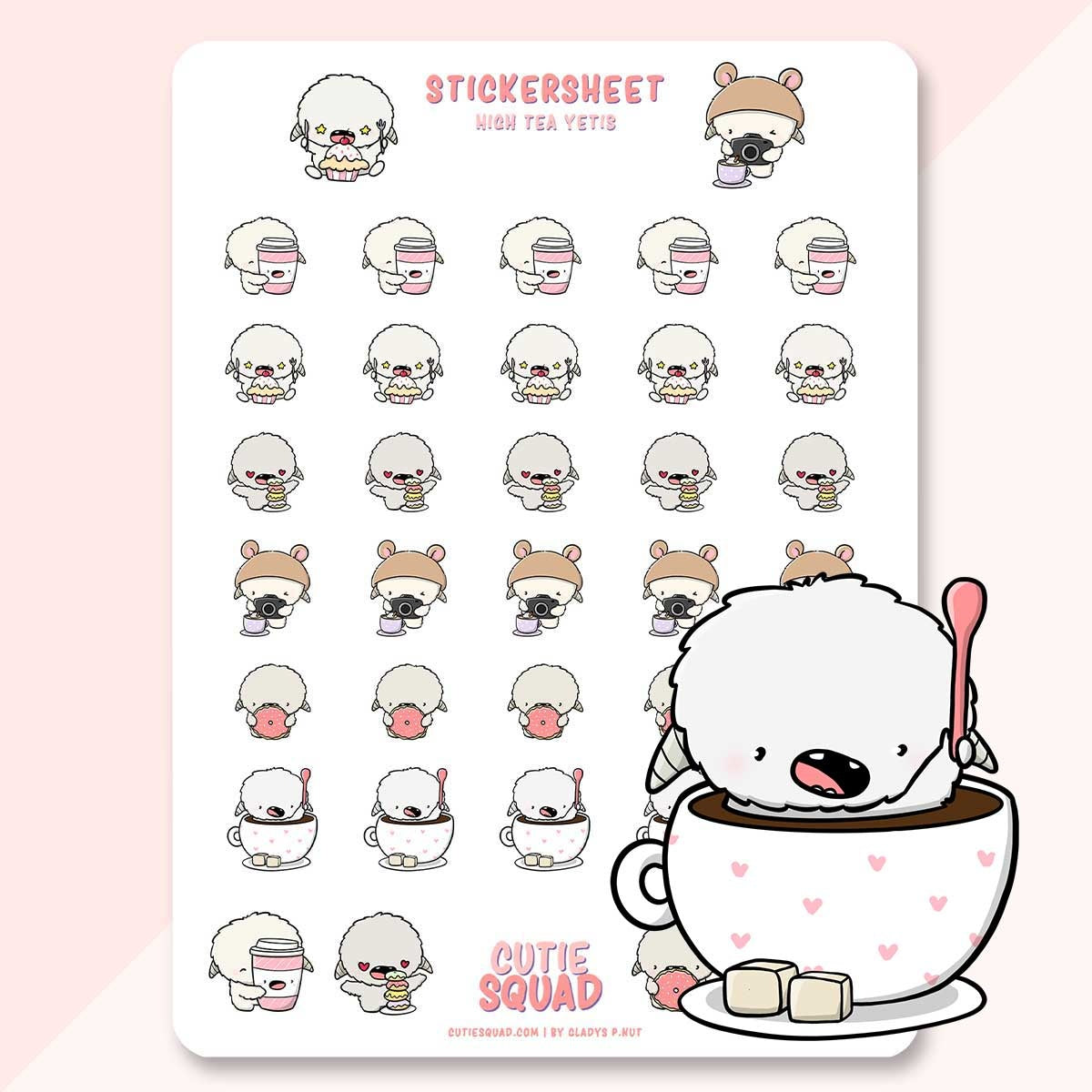 CutieSquad Stickervel - Yetis high tea (LIMITED!)