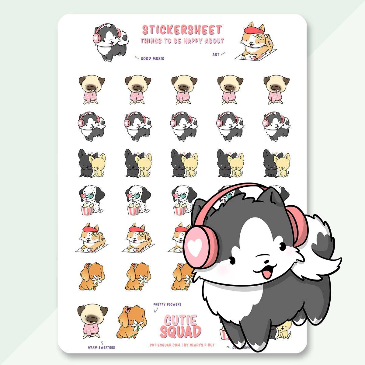 CutieSquad Stickervel - Dogs & Things to be happy about (LIMITED!)