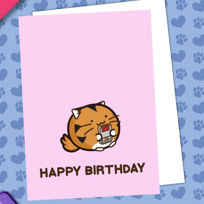 Fuzzballs ansichtkaart - Happy Birthday (Tiger Gamer)