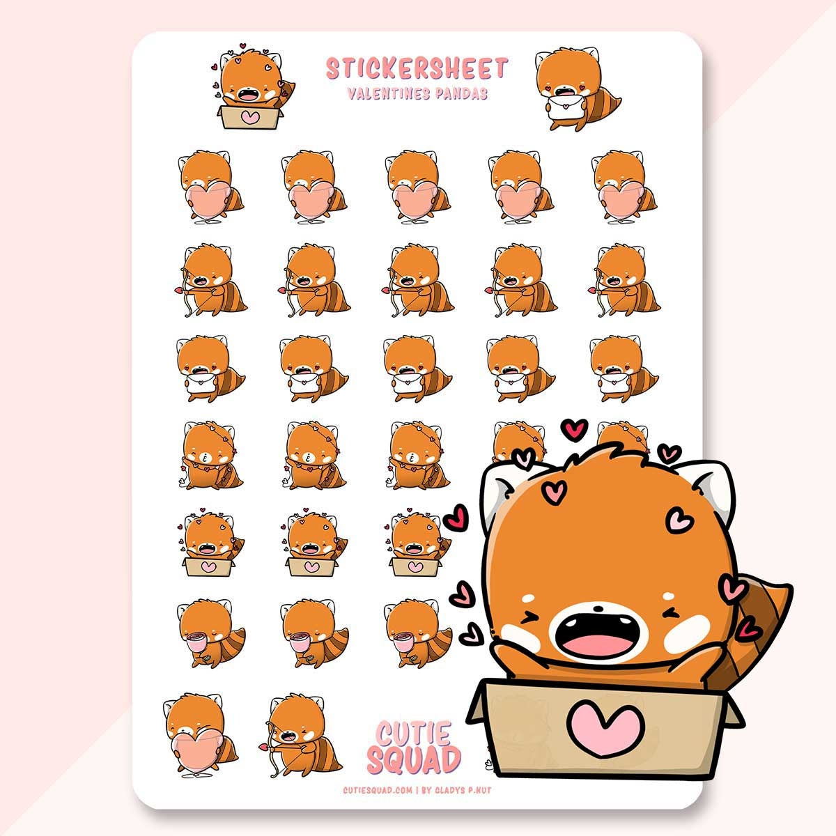 CutieSquad Stickervel - Valentine pandas (LIMITED!)