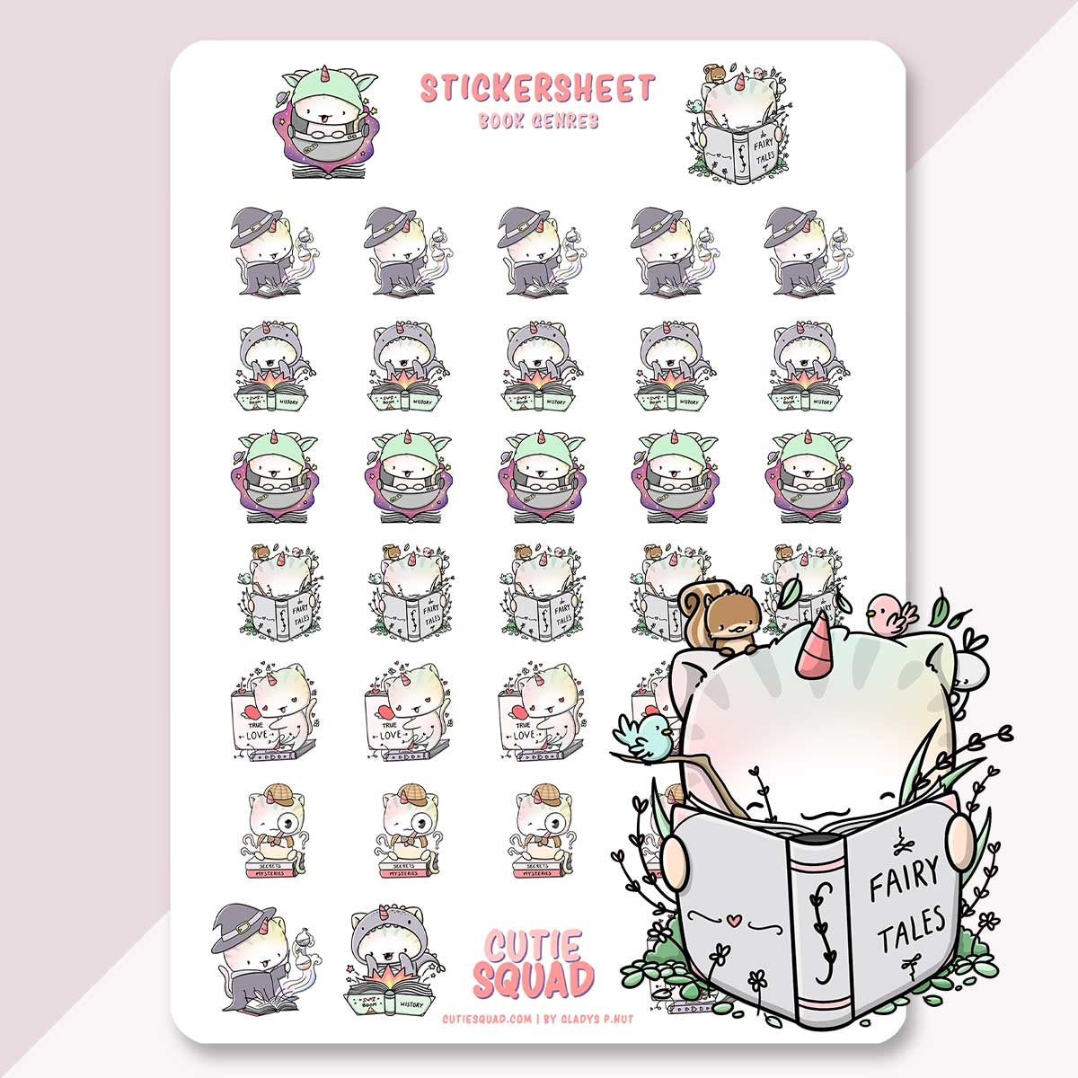 CutieSquad Stickervel - Unikitties Book lovers (LIMITED!)
