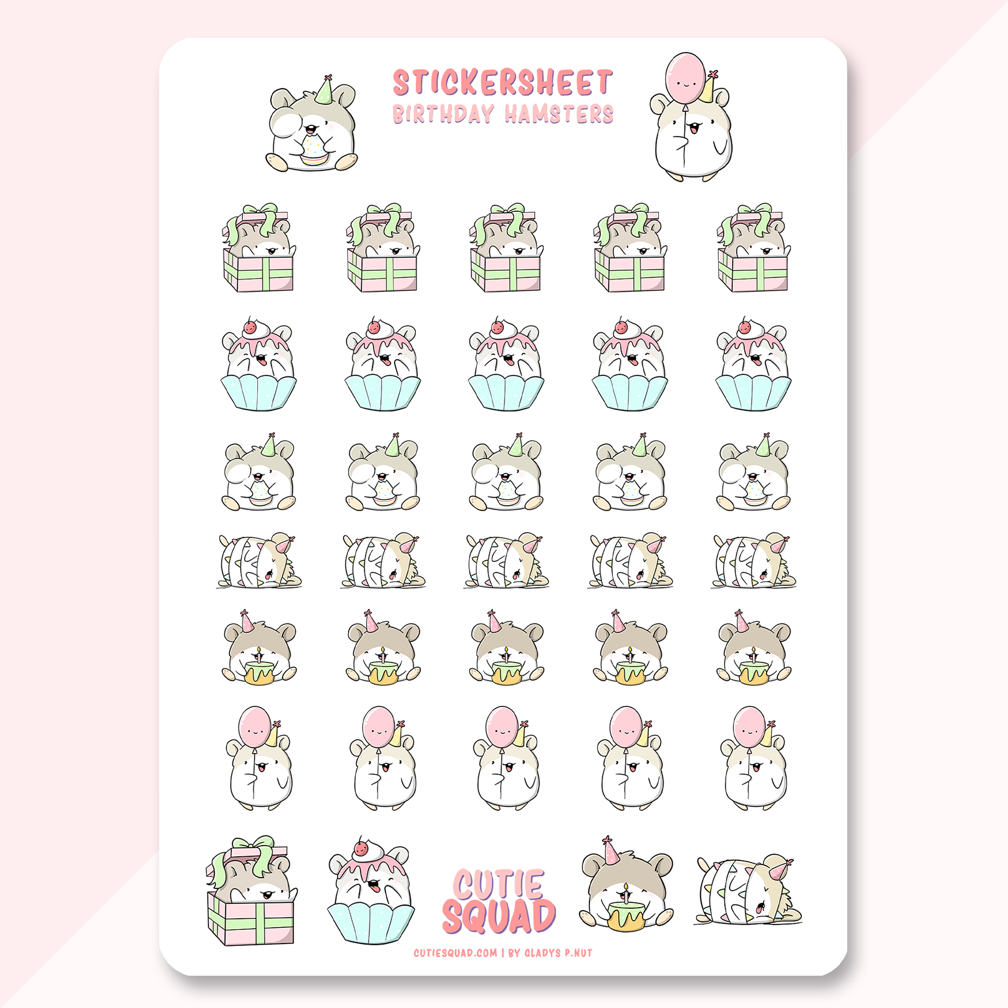 CutieSquad Stickervel - Birthday Hamsters