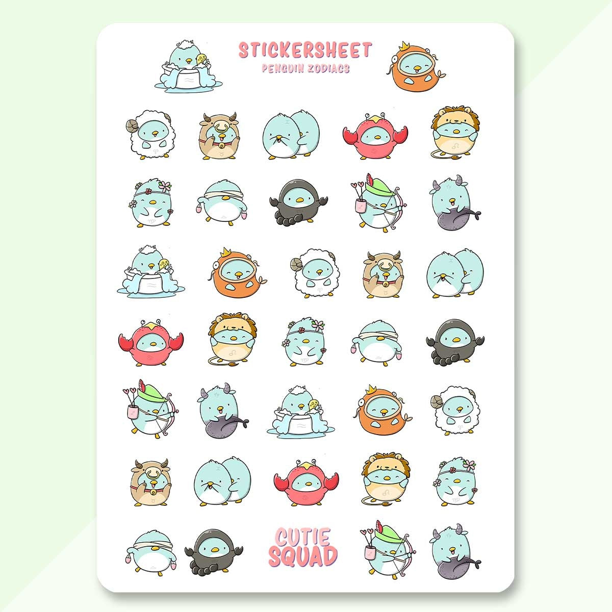 CutieSquad Stickervel - Penguin zodiacs (LIMITED!)