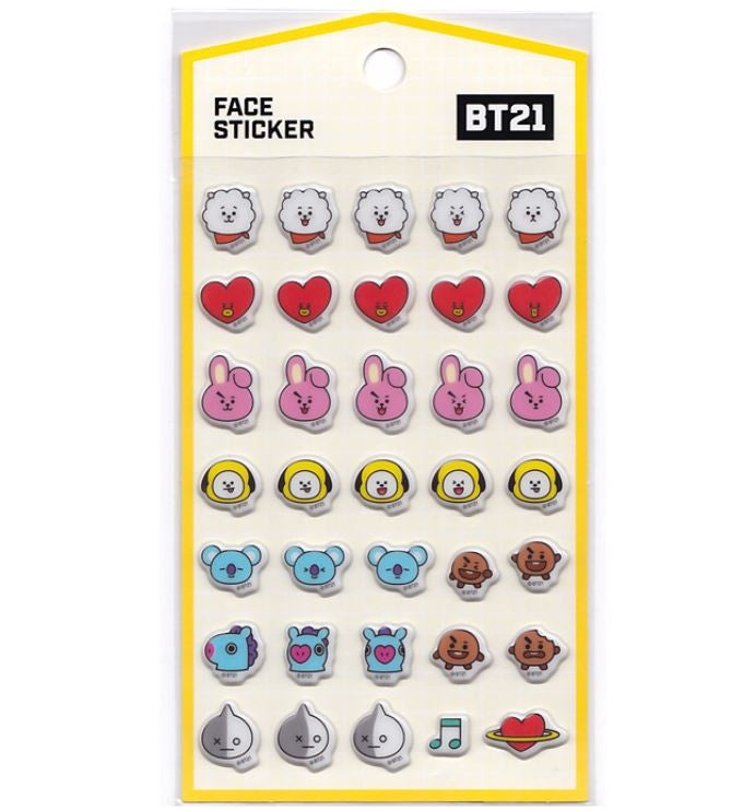 BT21 Glossy Sticker - Face Stickers