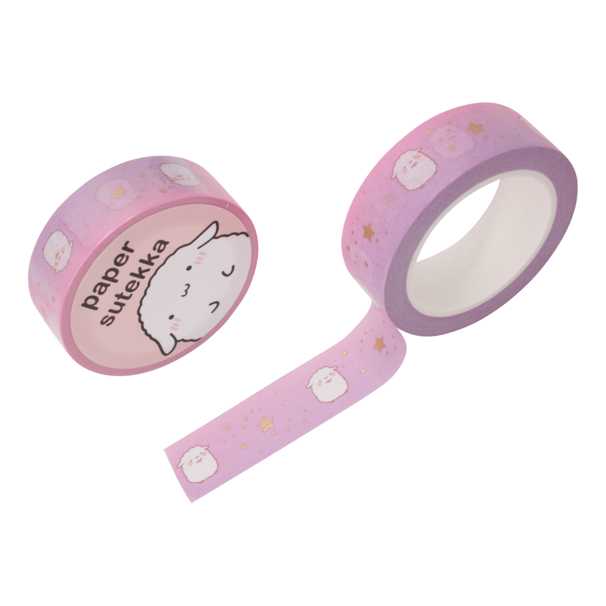 Paper Sutekka Washi Tape - Mika Dreamy Stars - Rose Gold Foil