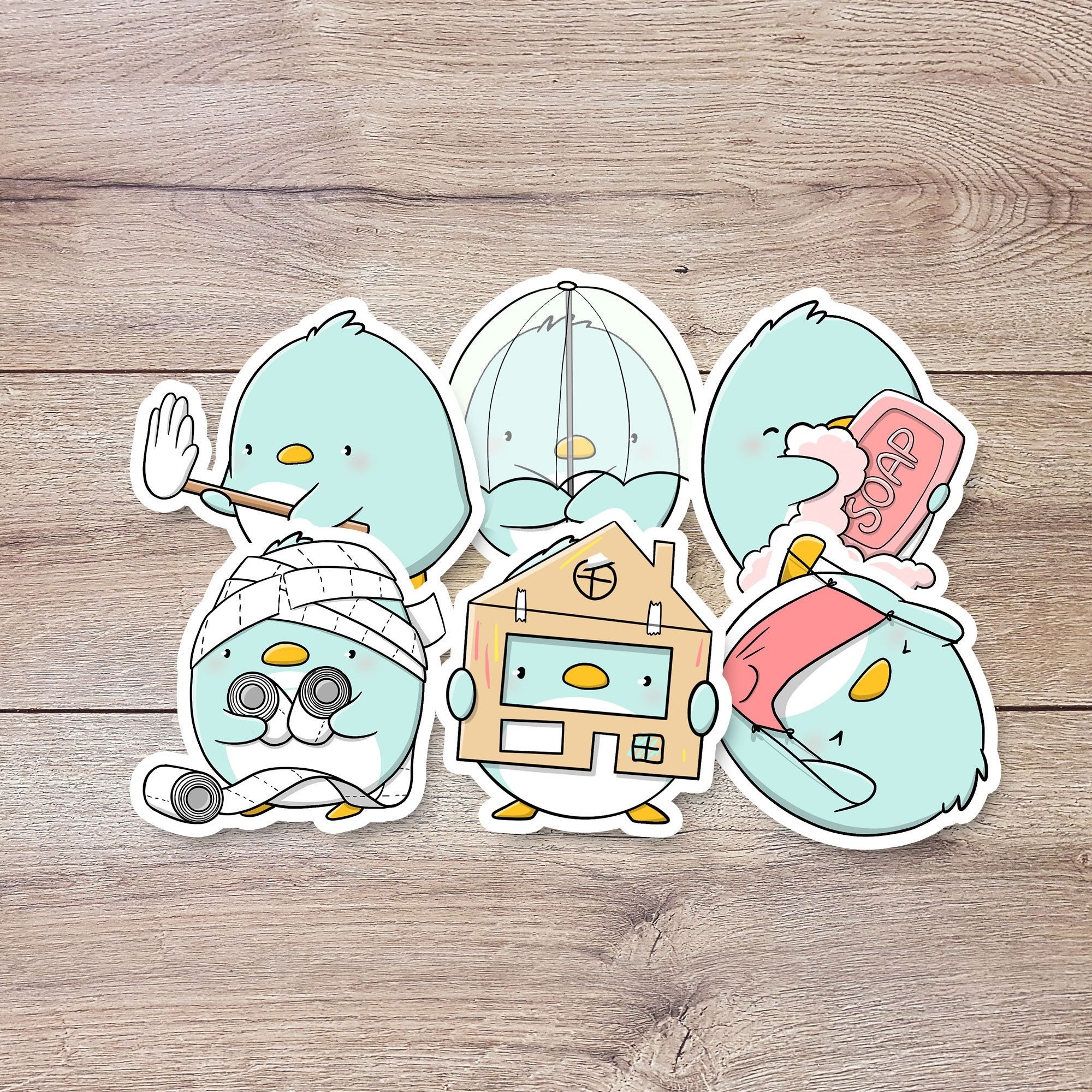 CutieSquad Stickerset - Penguins in Quarantine