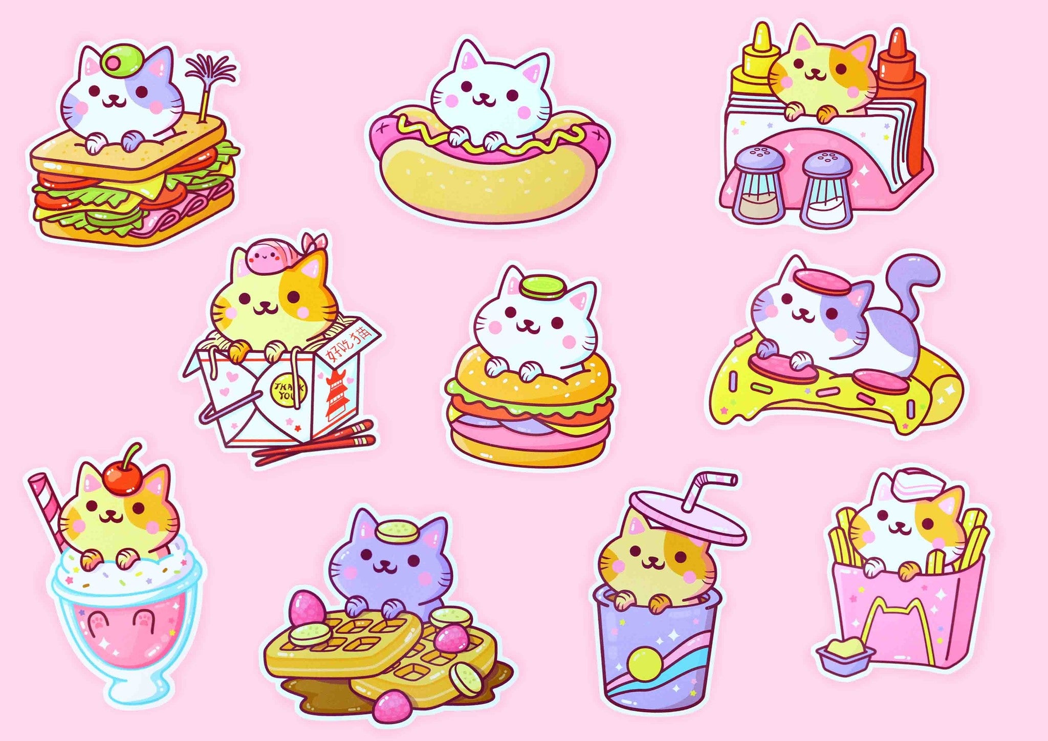 We Are Extinct YumYum Cats sticker set - 3