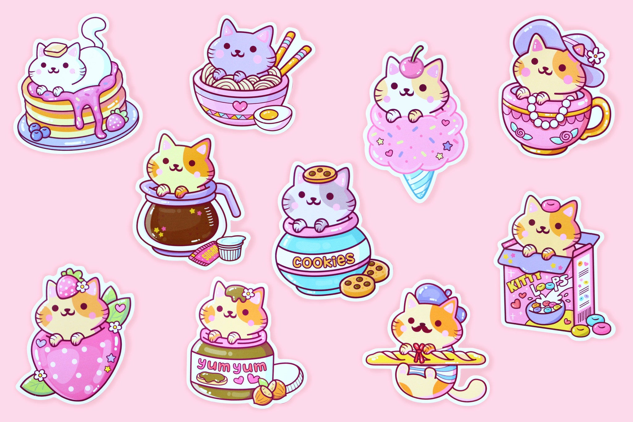We Are Extinct YumYum Cats sticker set - 2