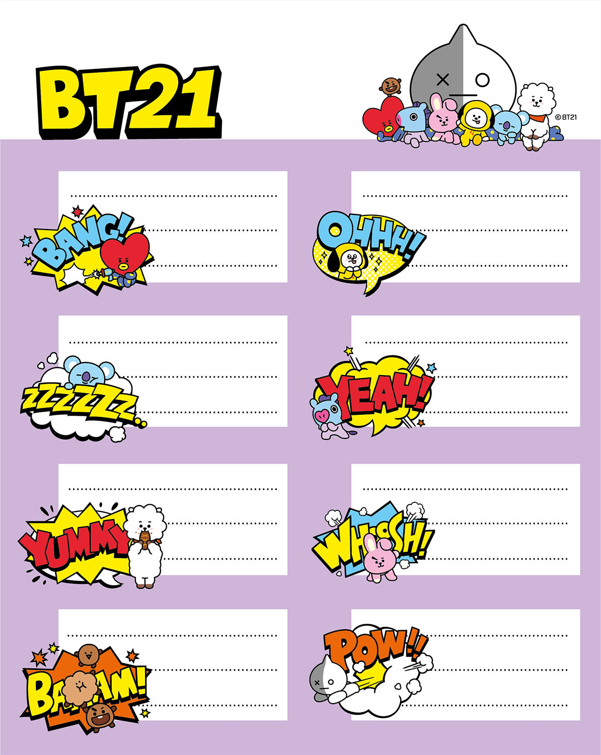 BT21 Cute  etiketten stickers - BTS