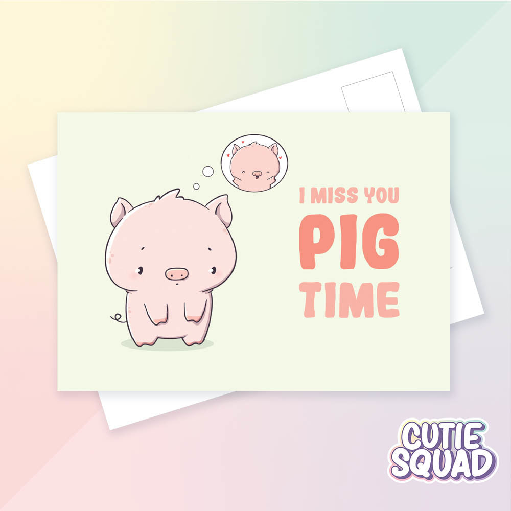 CutieSquad Ansichtkaart I miss you pig time - 