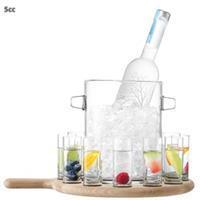LSA L.S.A. - Paddle Wodka Set met Serveerplank en Ijsemmer Set van 13 Stuks - Glas - Transparant