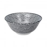 Tokyo Design Studio Schwarz / Weiße Schüssel mit Wellen - Nippon Schwarz - 15,2 x 6,7 cm 500 ml
