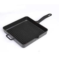 Gietijzeren vierkante grillpan mat zwart, 25cm - 
