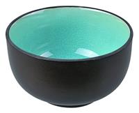 Zwart/Turquoise Kom - Glassy Turquoise - 13 x 7.5cm 600ml