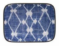 Blauw/Wit Rechthoekig Bord - Shibori - 9.5 x 7cm