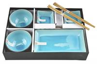 Tokyo Design Studio Schwarz / Türkisenes Sushi Set - Glas Türkis - Set von 8 Stück