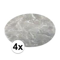 Bellatio 4x ronde placemat marmer grijs 38 cm