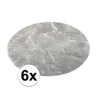 Bellatio 6x ronde placemat marmer grijs 38 cm