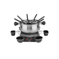 FO-1109 Familie Fonduepan met 8 Vorkjes en 6 Bakjes 1.3L 1400W Zwart/RVS