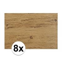 8x Placemats in donkerbruin woodlook print 45 x 30 cm Bruin