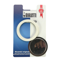 Bialetti Ersatzteile für Espressokocher, 3 Dichtungen, 1 Filterplatte, weiß