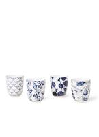 Blauw/Witte Kopset - Flora Japonica - Set van 4 stuks - 6.7 x 7.7cm 170ml