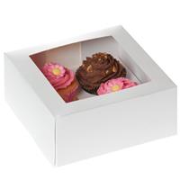 Cupcake Box für 4 Cupcakes mit Fenster weiß 2 Stück