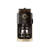 Philips Kaffeemaschine mit Mahlwerk Grind & Brew HD7768/90, aromaversiegeltes Bohnenfach, champagner/schwarz