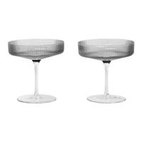 fermliving Ferm Living - Ripple Champagne Glass Set Of 2 - Smoked Grey (100126112)