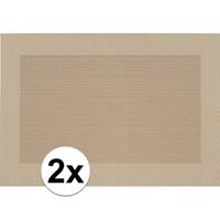 2x Placemats beige/bruin geweven/gevlochten met rand 45 x 30 cm Beige