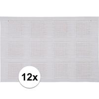 12x Placemats wit geweven/gevlochten 45 x 30 cm Wit