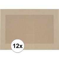 12x Placemats beige/bruin geweven/gevlochten met rand 45 x 30 cm Beige