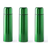 3x RVS thermosflessen/isoleerkannen 500 ml groen Groen