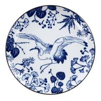 Tokyo Design Studio Blau / Weißer Teller Kranich - Flora Japonica - 16 x 2 cm