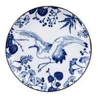 Blauw/Wit Bord Crane - Flora Japonica - 20.6 x 2.2cm