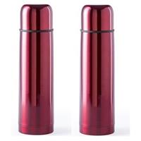 2x RVS thermosflessen/isoleerkannen 500 ml rood Rood