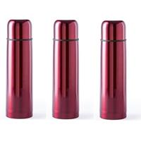 3x RVS thermosflessen/isoleerkannen 500 ml rood Rood